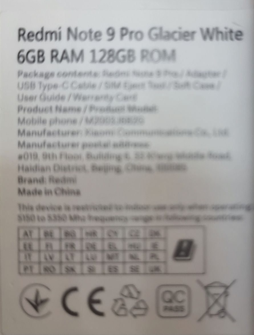 Redmi Note 9Pro 6GB RAM  128GB
