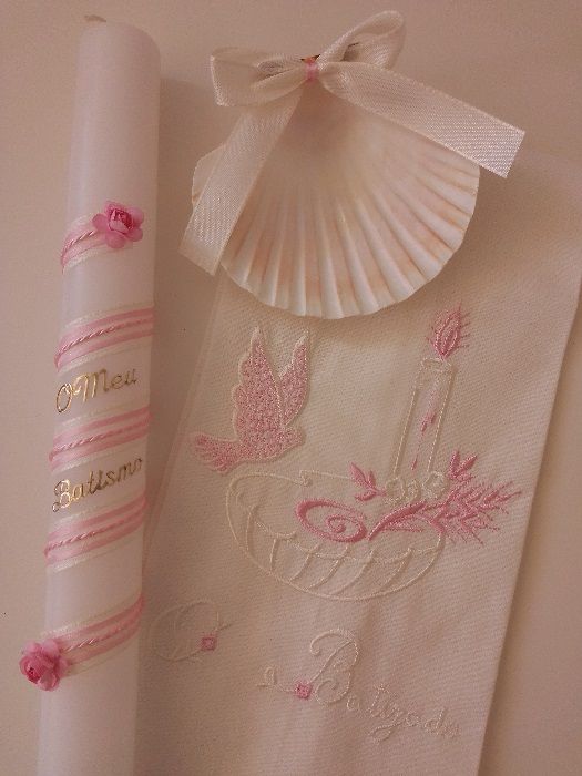 Conjunto Batismo (Vela, Toalha e Concha)