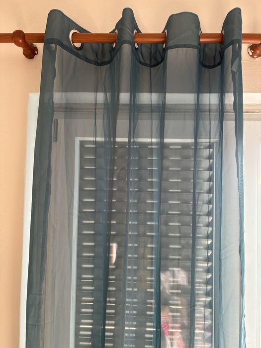 2 cortinados azul petróleo la redoute 140x180