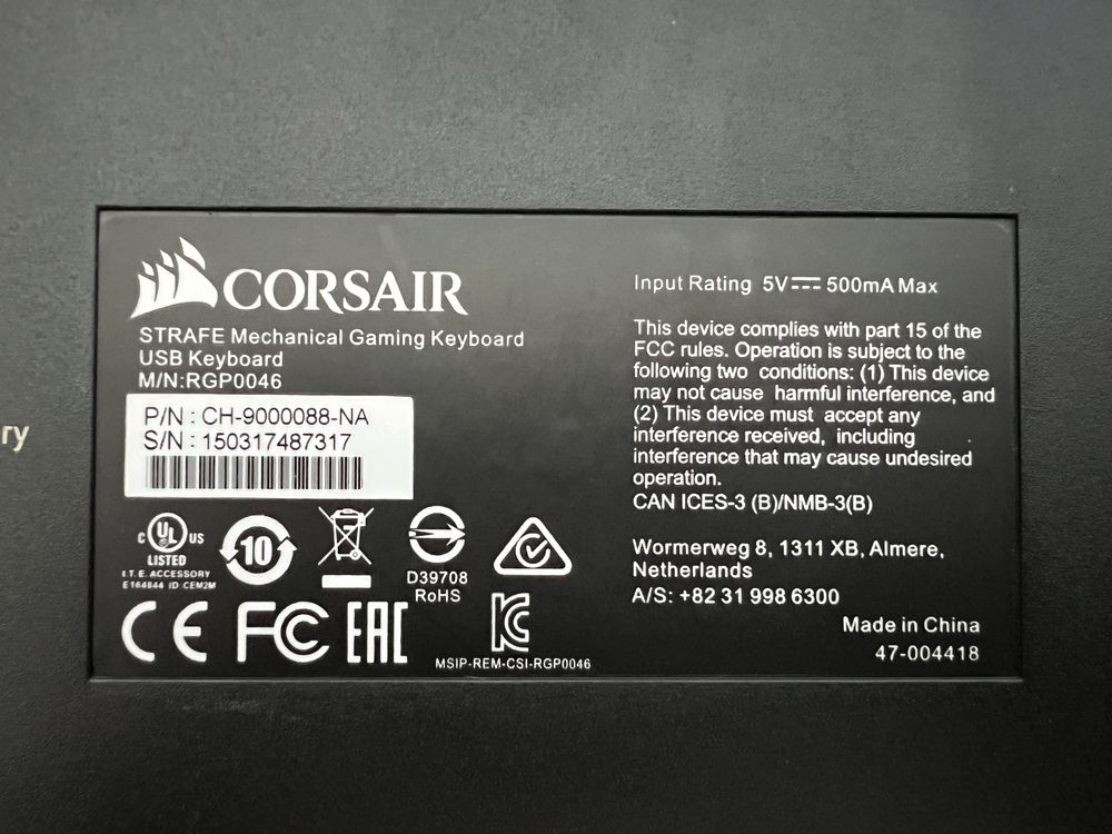 Klawiatura Mechaniczna Gamingowa Corsair STRAFE Cherry MX Red WYSYŁKA