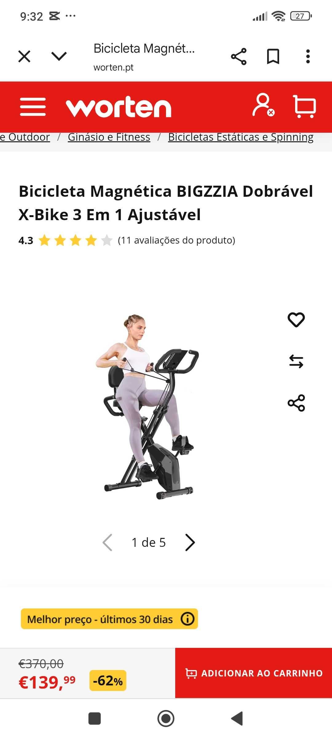 Vendo bicicleta de exercício como nova