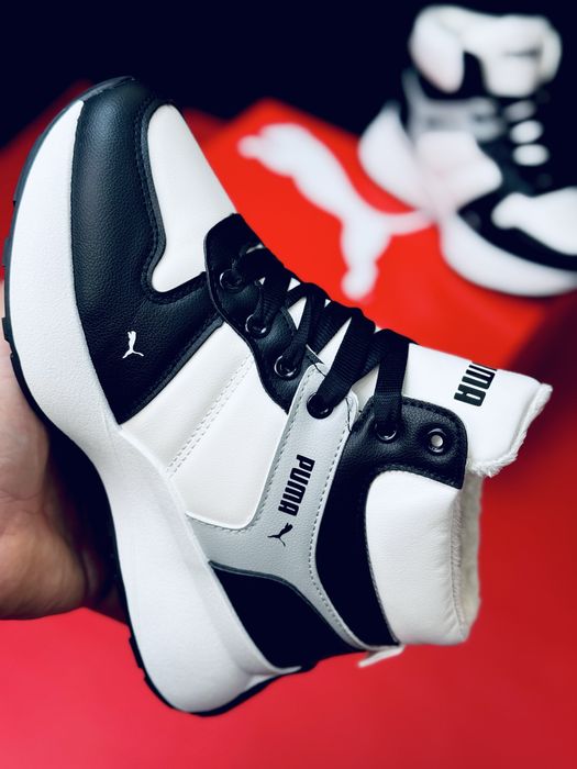 Успей до зимы -70%  Кожаные кроссовки Puma зимние на меху утепленные