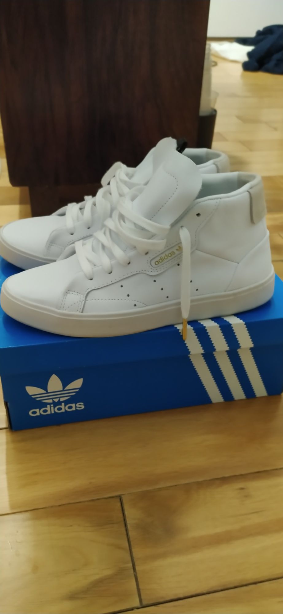 NOWE Skórzane Buty Adidas Sleek Mid W Białe 37 1/3