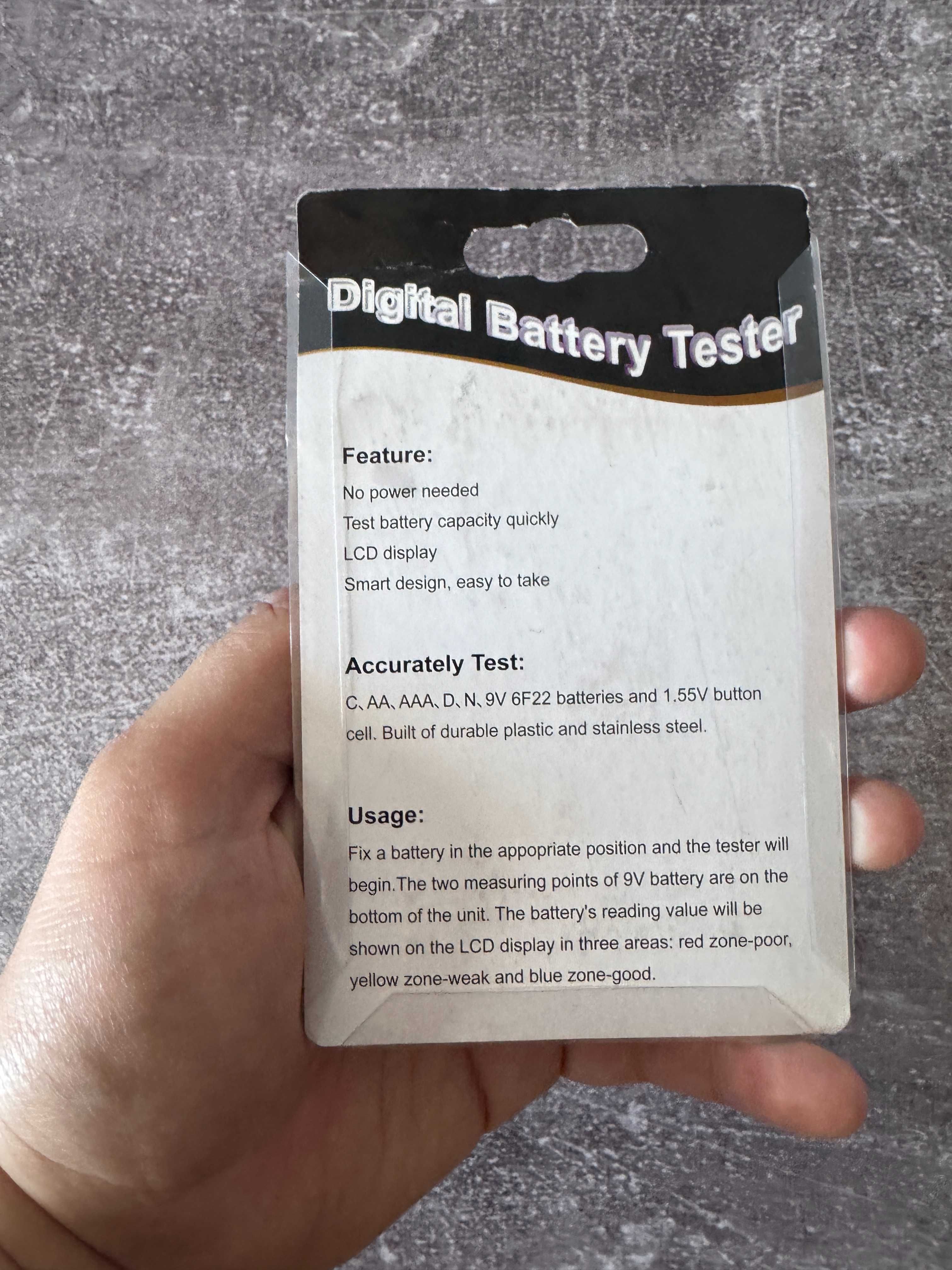 Тестер батареек LCD BATTERY TESTER, AA, AAA, 9 В, R14, R20,CR,LR