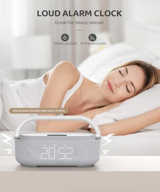 Radio budzik cyfrowy z bezprzewodową ładowarką firmy COLSUR