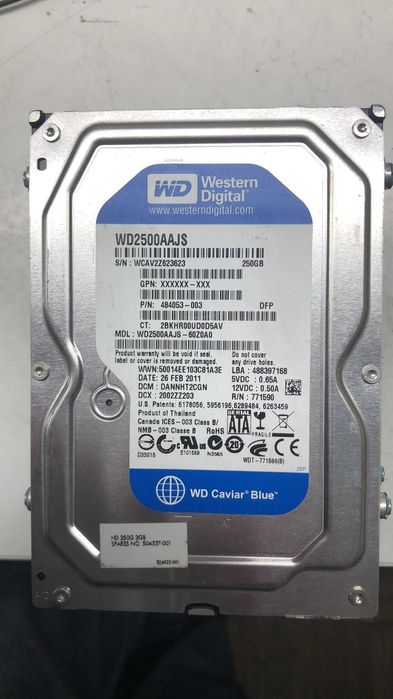 Lote de 5 un de discos de 250Gb