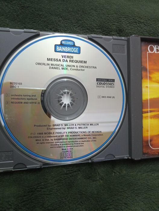 2x CD Oberlin Requiem" - Verdi; Daniel Moe, Oberlin Musical...RARO