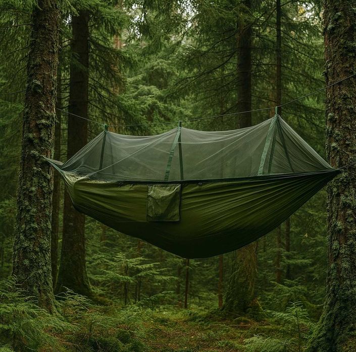 2w1 XXL Mocny Hamak z Moskitierą Turystyczny Survival Biwak +Pokrowiec