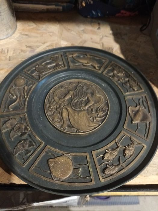 Винтажная тарелка для декора Старинная декоративная тарелка