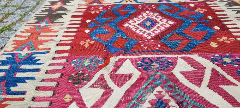 szczegółowy antyczny orientalny r.tkany dywan kilim turcja 85/140cm