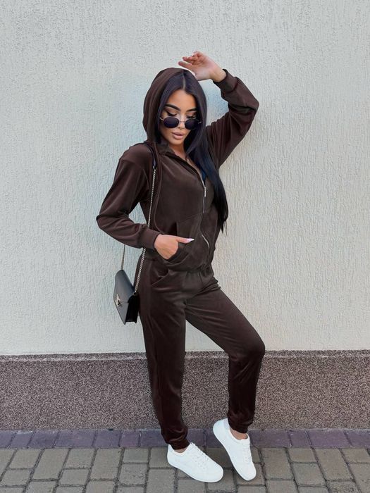 ‼️ Жіночий велюровий костюм: кофта на блискавці+джогери. Р. S, M, L