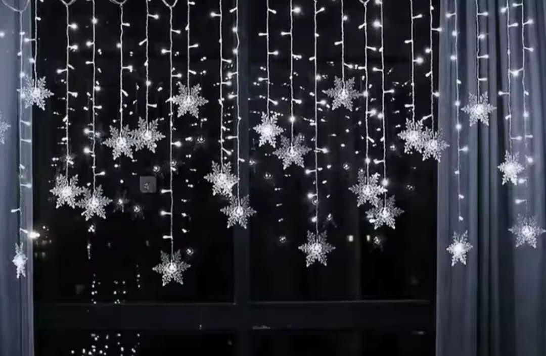 Kurtyna girlanda led płatki śniegu śnieżynki 3,2 m Nowa