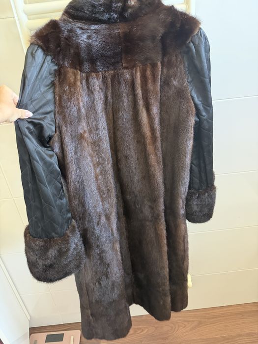 Casaco de vison genuino castanho