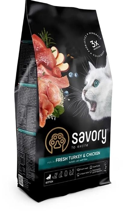 Сухой корм для котят Savory Kitten 2 кг - индейка и курица