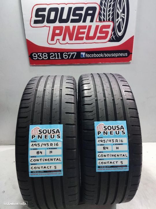 2 pneus semi novos 195-45r16 continental - oferta dos portes