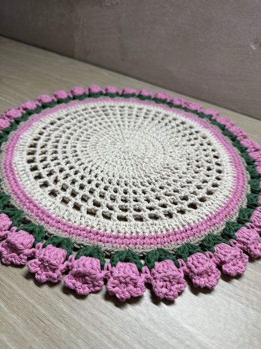 Sousplat de Crochet Modelo Tulipa