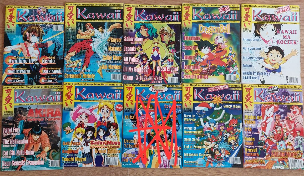 9 numerów Kawaii rocznik 1998. Manga anime.