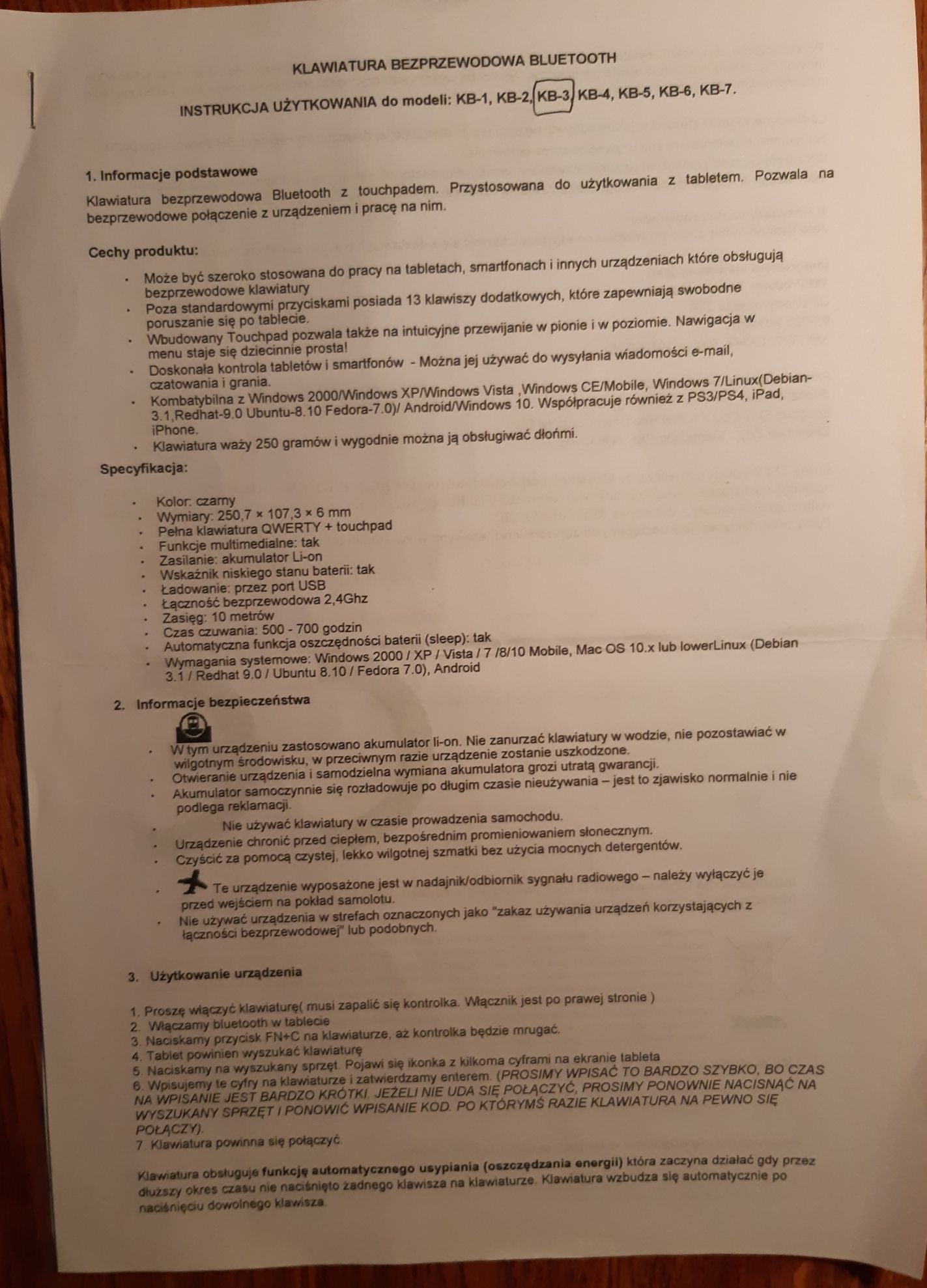Klawiatura bezprzewodowa - bluetooth