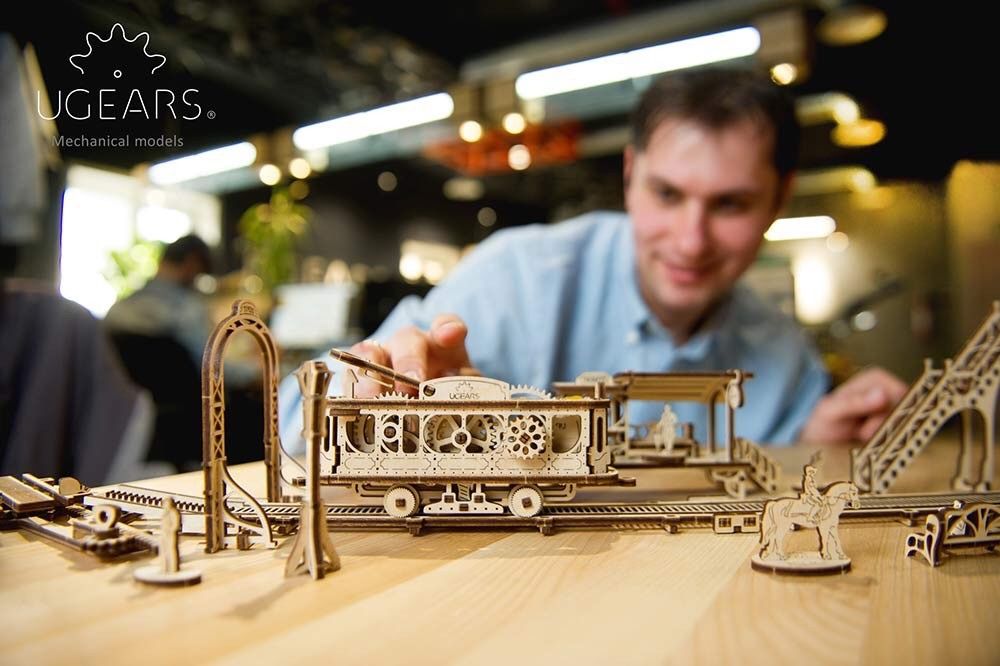 3D пазл трамвайна лінія Ugears Механічне місто