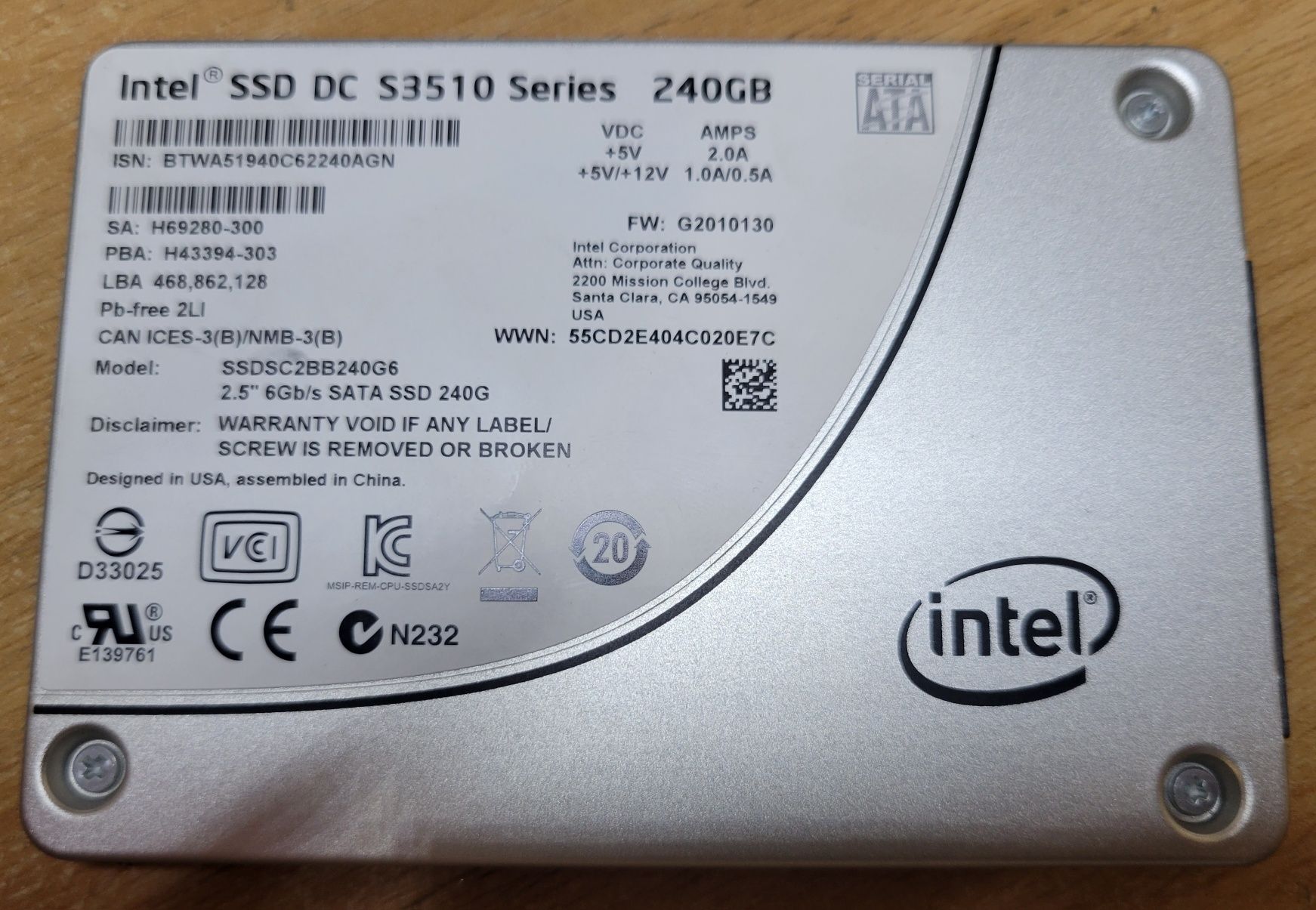 Intel SSD DC S3510 Series 240GB