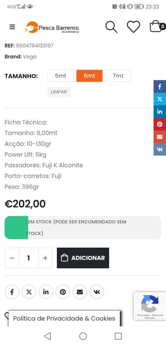 Cana Vega Potenza F40 6mt