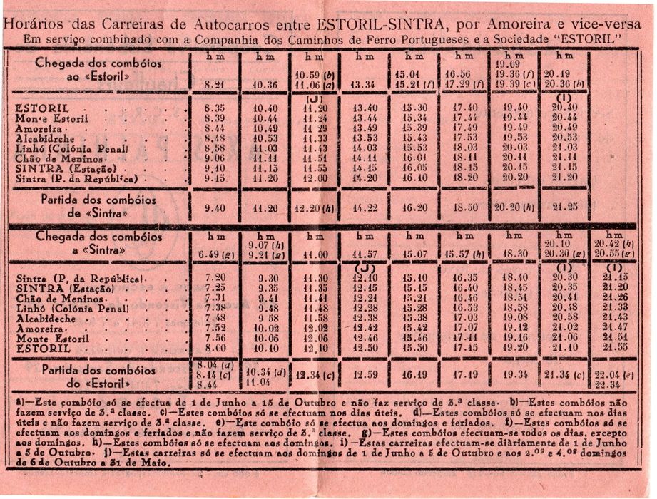 Antigos Horários dos Taxis Palhinha 1956