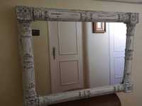 Espelho com moldura madeira acabamento Decapê
