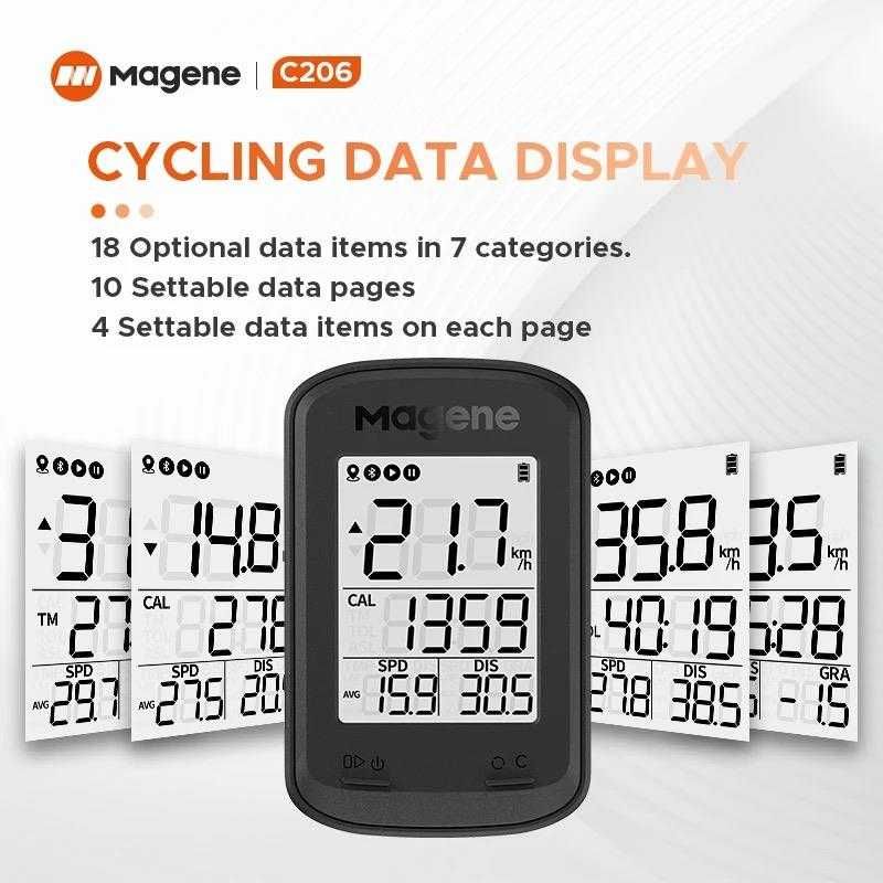 Nowy licznik rowerowy Magene C206 1'9 cala z GPS Bluetooth Strava IPX6
