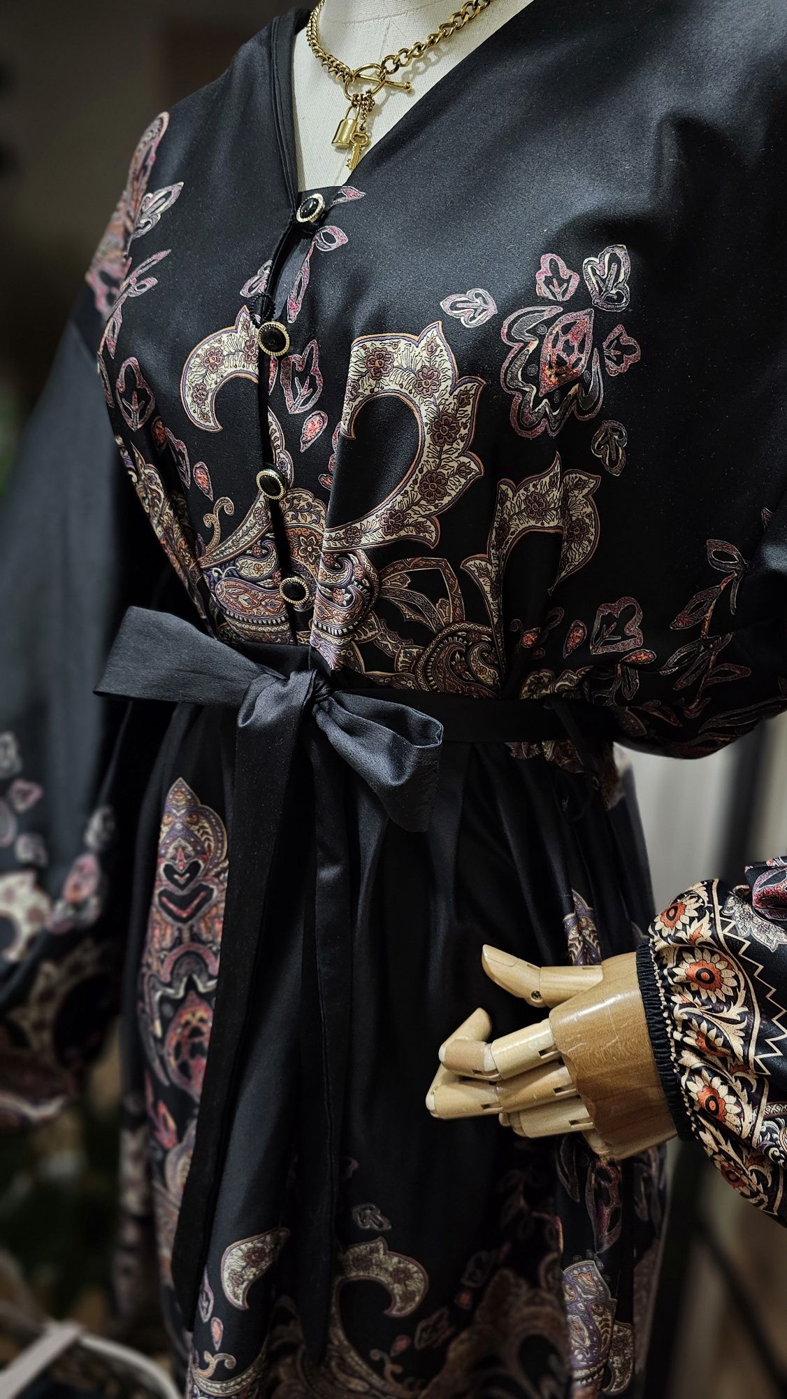Cudowna sukienka Cocomore satynowa wzory Boho oversize