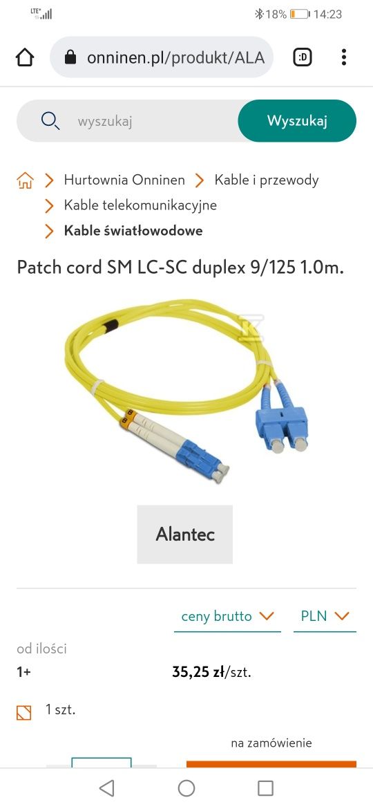 Patch cord SM LC-SC duplex
