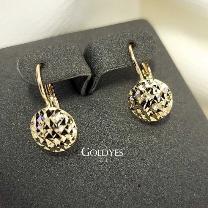 Złote kolczyki DIAMENTOWANE próba 585