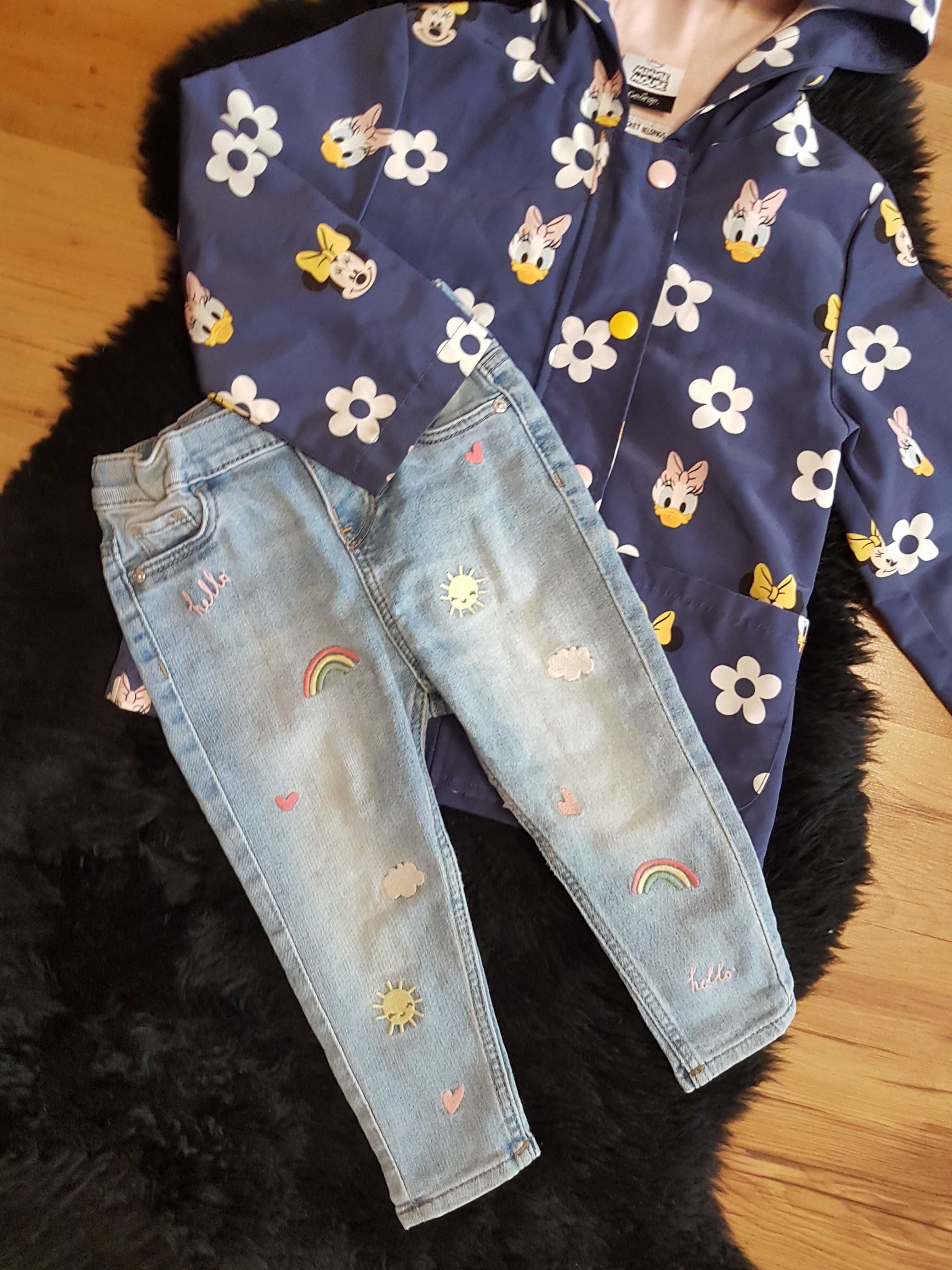 Cudny zestaw:) kurteczka Mickey Mouse jeansy z haftem roz 86/92