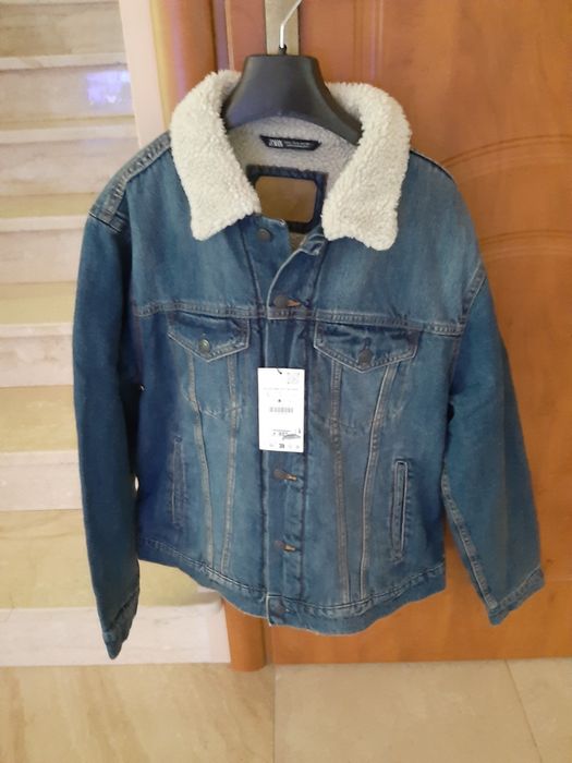 Kurtka L Zara denim jeans baranek kurteczka metka męska jeans limited