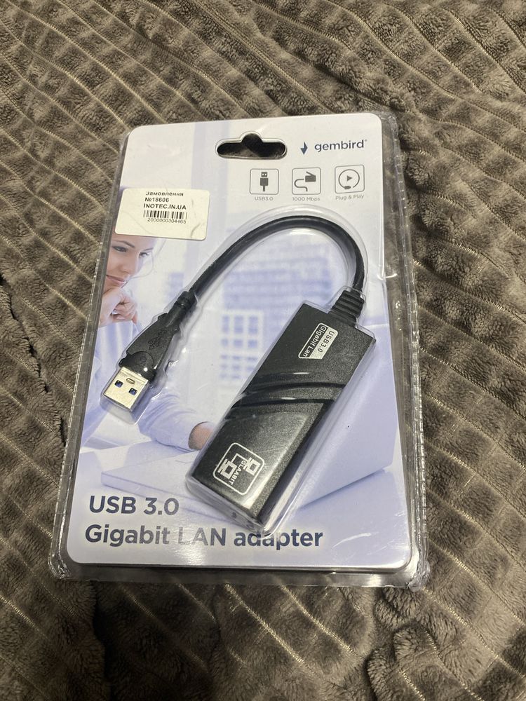 Адаптер Gembird NIC-U3-02, з USB на Gigabit Ethernet