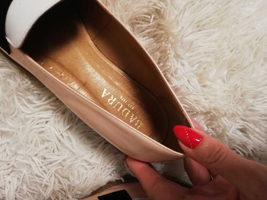 mokasyny Badura 39 skórzane mokasyny Badura 39 białe kremowe