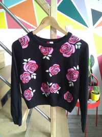 Piękny krótki sweterek w róże H&M 36