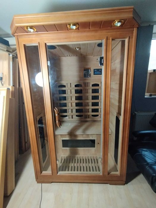SAUNA Kabina na podczerwień 2os ARTSAUNA oświetlenie LED szklane drzwi