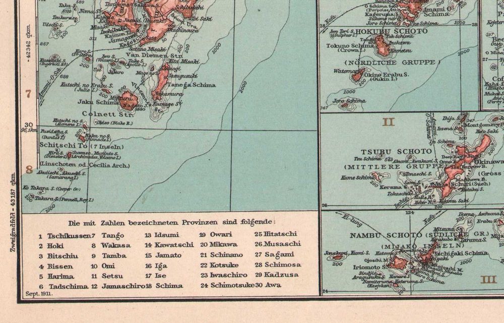JAPONIA Stara mapa 1911 r. oryginał