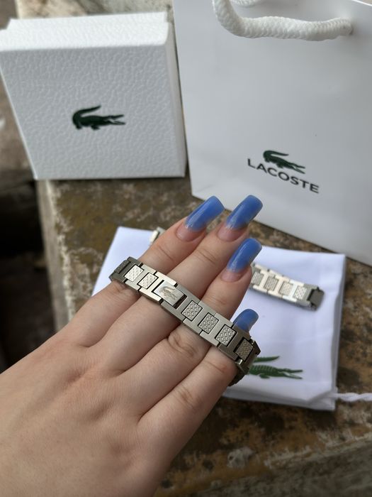 Браслет Лакоста мужчкой подарочка упоковка Браслет Lacoste серебряный