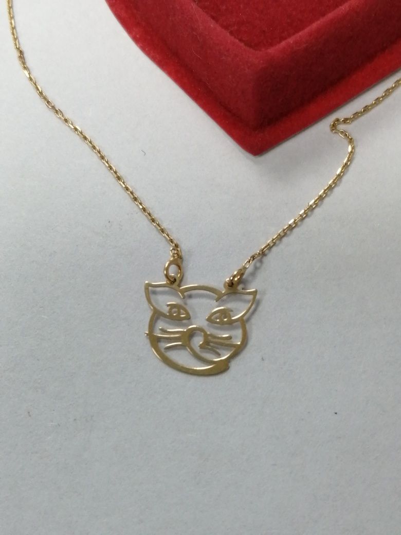 Złoty łańcuszek - celebrytka, kotek, złoto 585
