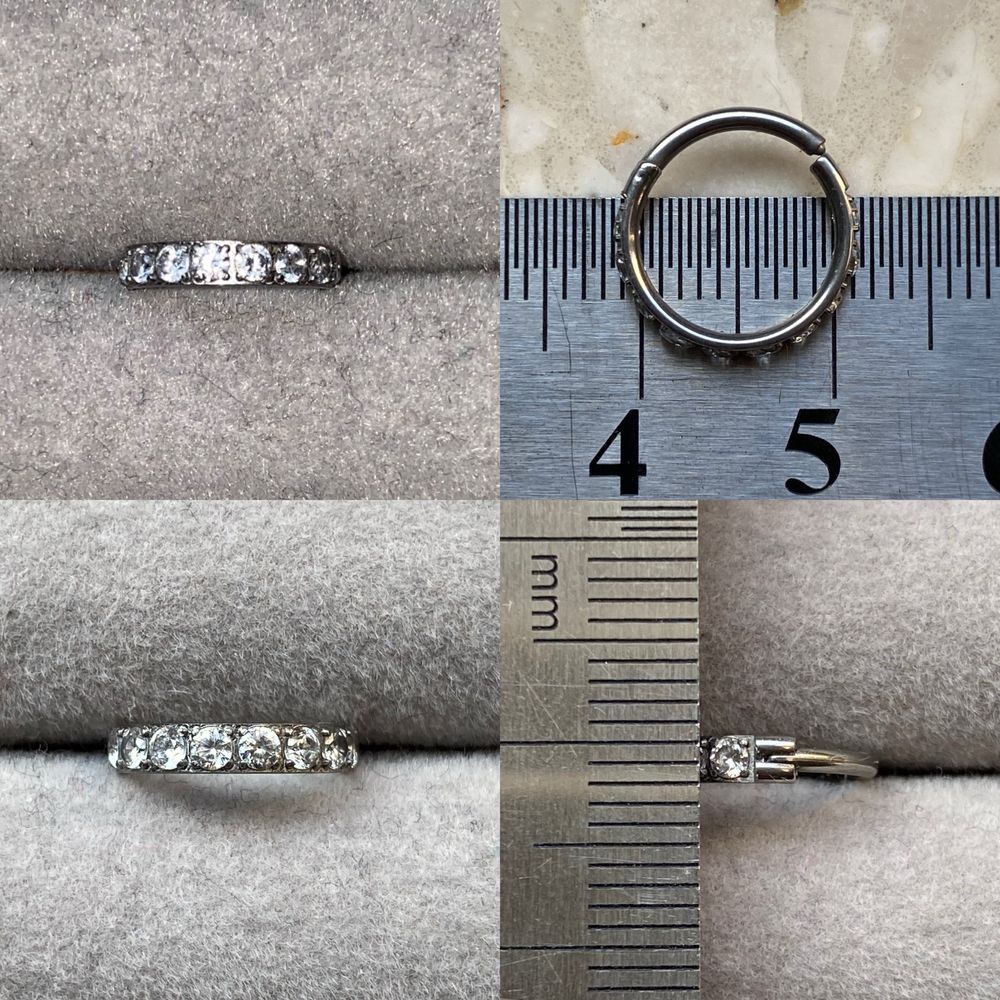 Unisex kolczyk 10 mm piercing 16 G kółko segment Tytan