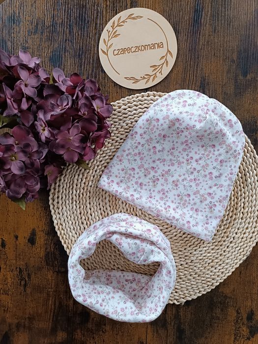 Komplet jesienny handmade czapka komin