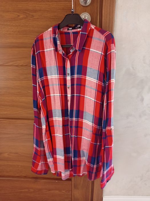 Koszula damska flanelowa w kratę czerwona