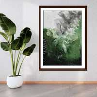 Obraz ręcznie malowany zieleń złoto 50x70
