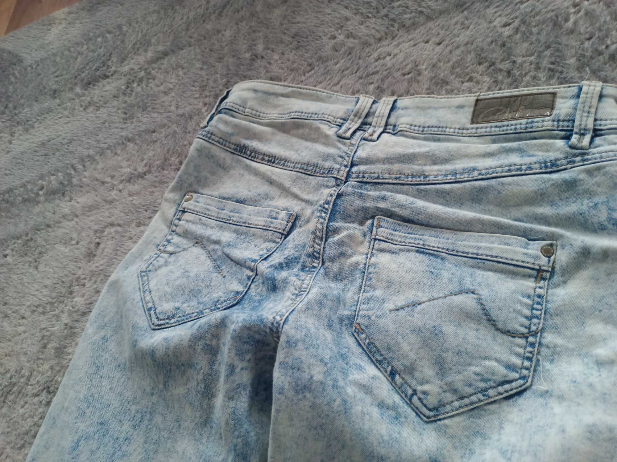 Jeansy skinny C&A marmurkowe, 36,s miękki jeans, dopasowują się