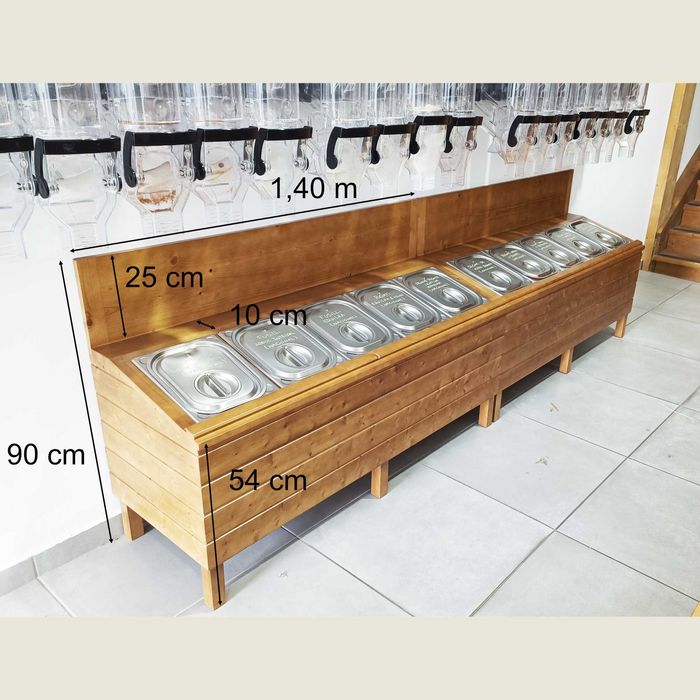 Móveis Rústicos com Dispensadores para Venda a Granel/Avulso