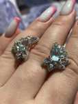 Серебряные серьги 925 пробы с натуральным голубым топазом