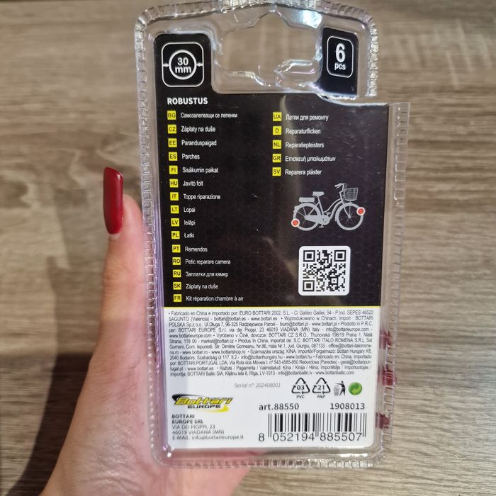 Łatki rowerowe Zestaw do naprawy dętki 6 sztuk łatek Bottari 30 mm