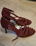 Buty na obcasie sandały Zara czerwone