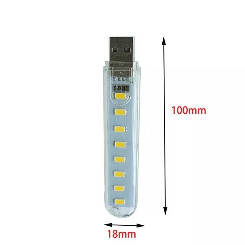 Мини светодиодный портативный фонарик, USB лампа, брелок.
3 или 8 ламп